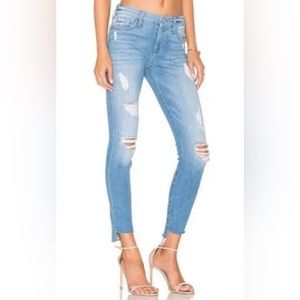 7 for All Mankind Jeans Size 24 Light Wash Distressed The Ankle Skinny Step Hem